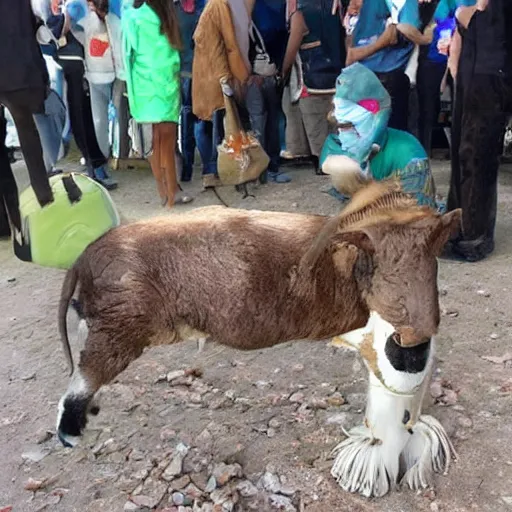 Image similar to a lamb and goat fused as one