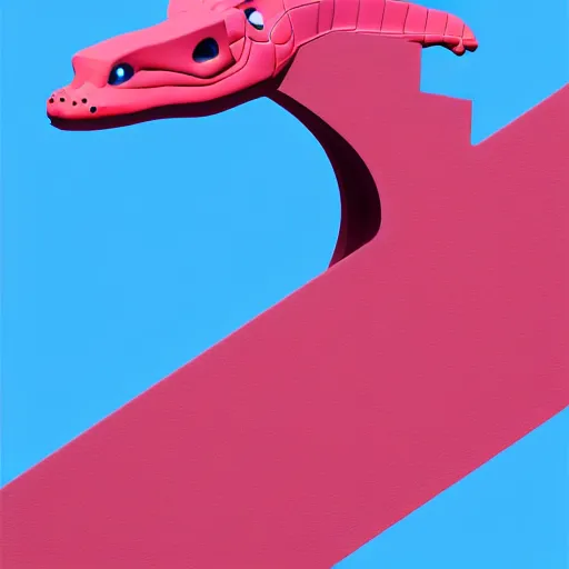 Image similar to crocodile but minimalistic concept art by frank stella, colorful, vray, depth of field, trending on artstation, minimalism