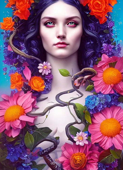 Image similar to the elemental goddess of spring, pixar style by tristan eaton, artgerm, tom bagshaw