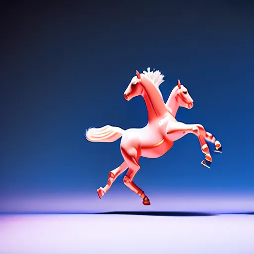 Prompt: a plastic horse toy is dancing on lying astronaut, concept art, fantasia photo