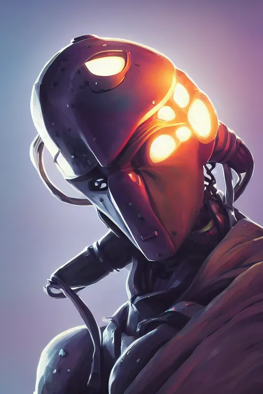 Image similar to epic mask helmet robot ninja portrait stylized as fornite style game design fanart by concept artist gervasio canda, behance hd by jesper ejsing, by rhads, makoto shinkai and lois van baarle, ilya kuvshinov, rossdraws global illumination radiating a glowing aura global illumination ray tracing hdr render in unreal engine 5