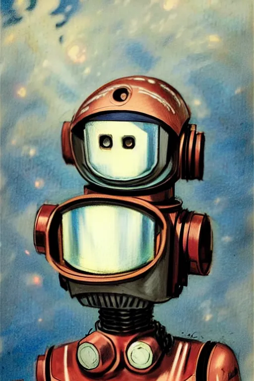 Prompt: ( ( ( ( ( 1 9 5 0 s robot b 9 robot maid rosey, lost in space robert kinoshita robby the robot. muted colors. ) ) ) ) ) by jean - baptiste monge!!!!!!!!!!!!!!!!!!!!!!!!!!!!!!