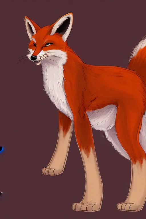 Image similar to a fox fursona, trending on artstation, by don bluth, furry art, digital art