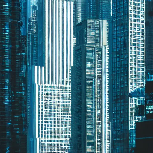 Prompt: neon skyscrapers of a dystopian future