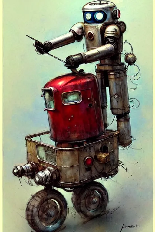 Image similar to adventurer ( ( ( ( ( 1 9 5 0 s retro future robot android teddy wagon. muted colors. ) ) ) ) ) by jean baptiste monge!!!!!!!!!!!!!!!!!!!!!!!!! chrome red