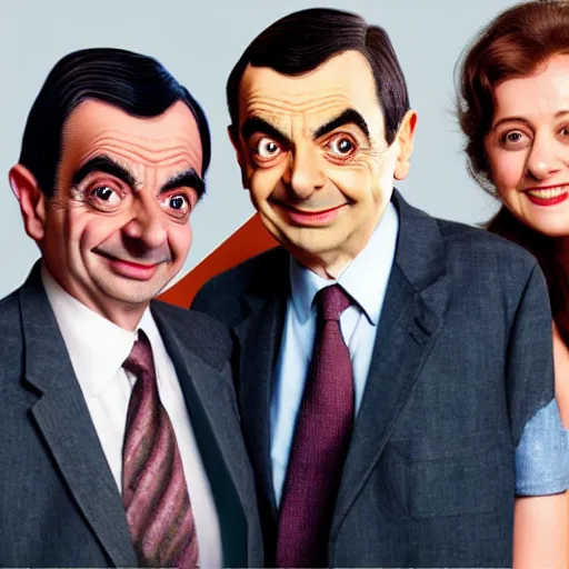 Image similar to A portrait mr bean teams up with a group photo of mr beans and a female Mr Bean, everyone has a Mr Bean face, perfect faces, 50 mm, award winning photography