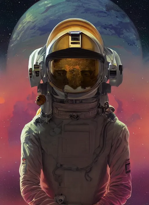 Image similar to ali g astronaut, the expanse, sci fi, futuristic, detailed illustration, digital art, trending on artstation, soft ambient lighting, volumetric lighting, rim lighting, yoshitaka amano, alphonse mucha, arney freytag, maxfield parrish, new art nouveau