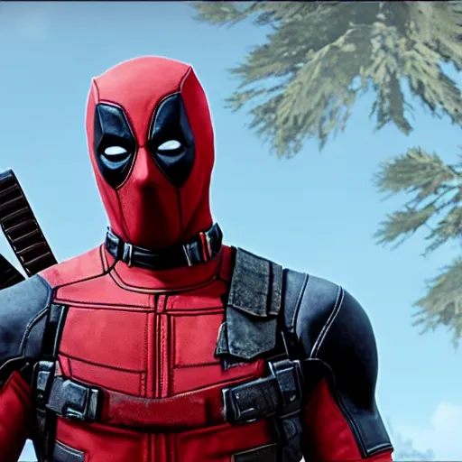 Image similar to Deadpool in red dead redemption 2 4K quality