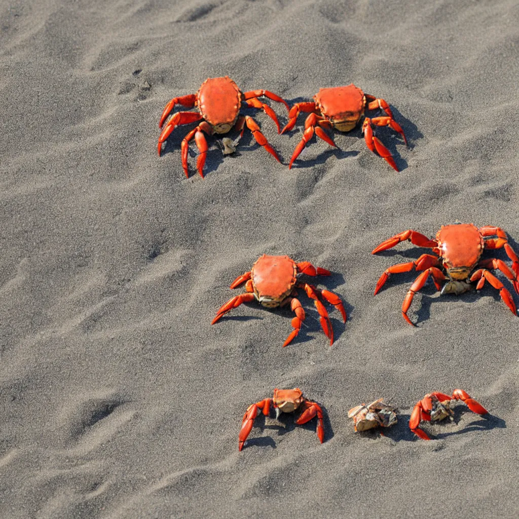 Prompt: crabs playing dice on the beach