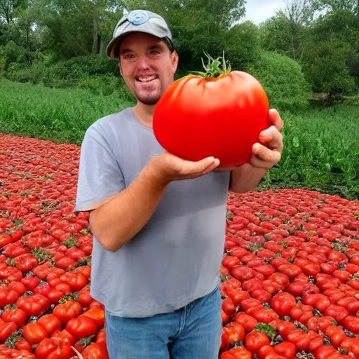 Image similar to proud farmer holding the world's largest tomato