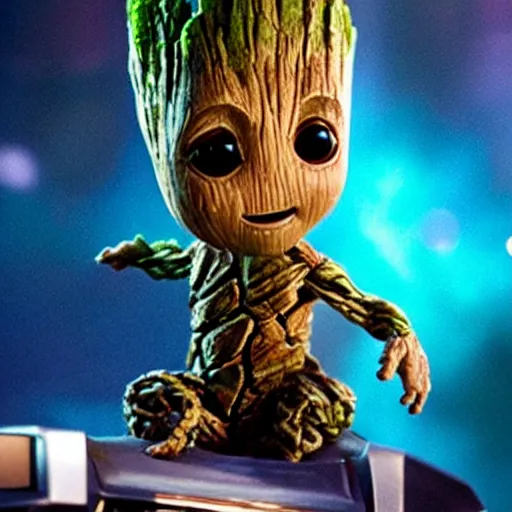 Image similar to baby groot makes it rain at the swanky night club, signing autographs, taking selfies, a pile of cash in the background. hyperrealistic, ultradetailed, sharp focus, imax 7 0 mm. mandalorian ( tv show ), rougue one ( film ), buzz lightyear ( film ), space odyssey 2 0 0 1 ( film ).