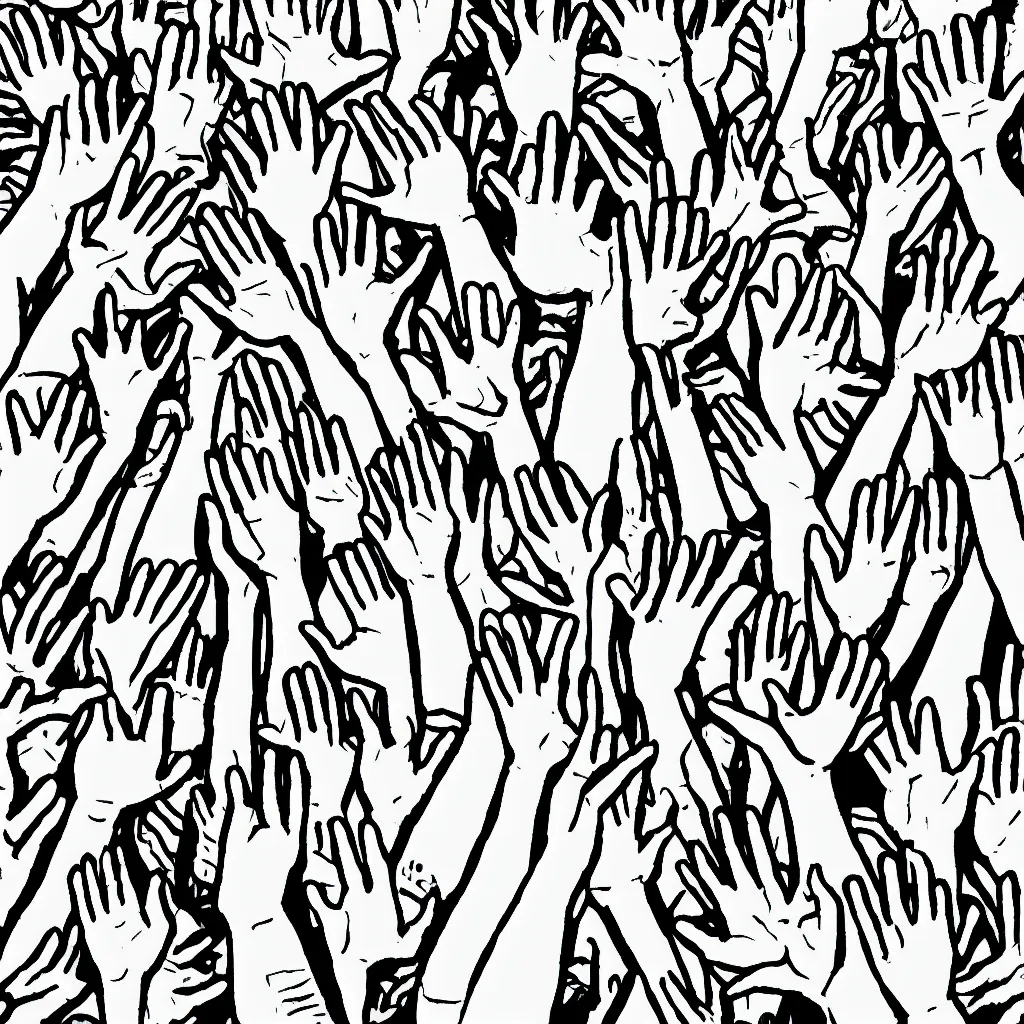 Image similar to 1 2 people waving goodbye, line art