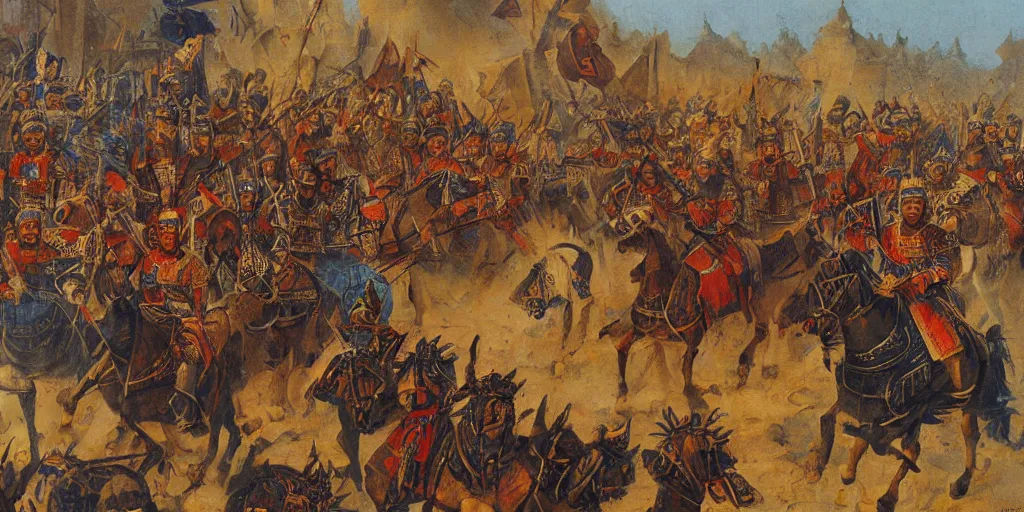 Prompt: timur siege of samarkand, oil painting