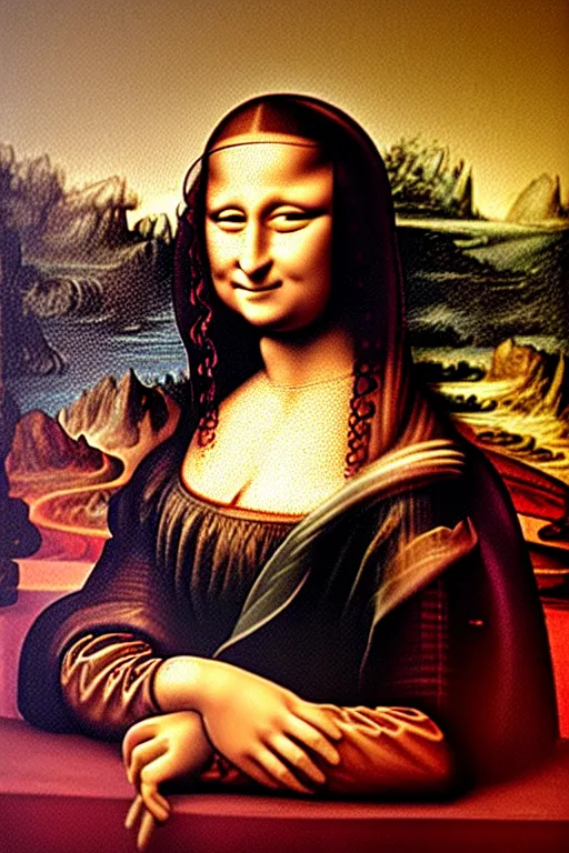 Prompt: a painting of the mona lisa by a child