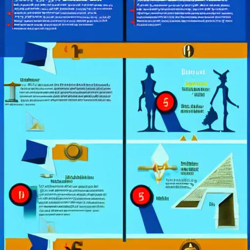Prompt: infographic blueprints step by step guide how to build pyramids of egypt