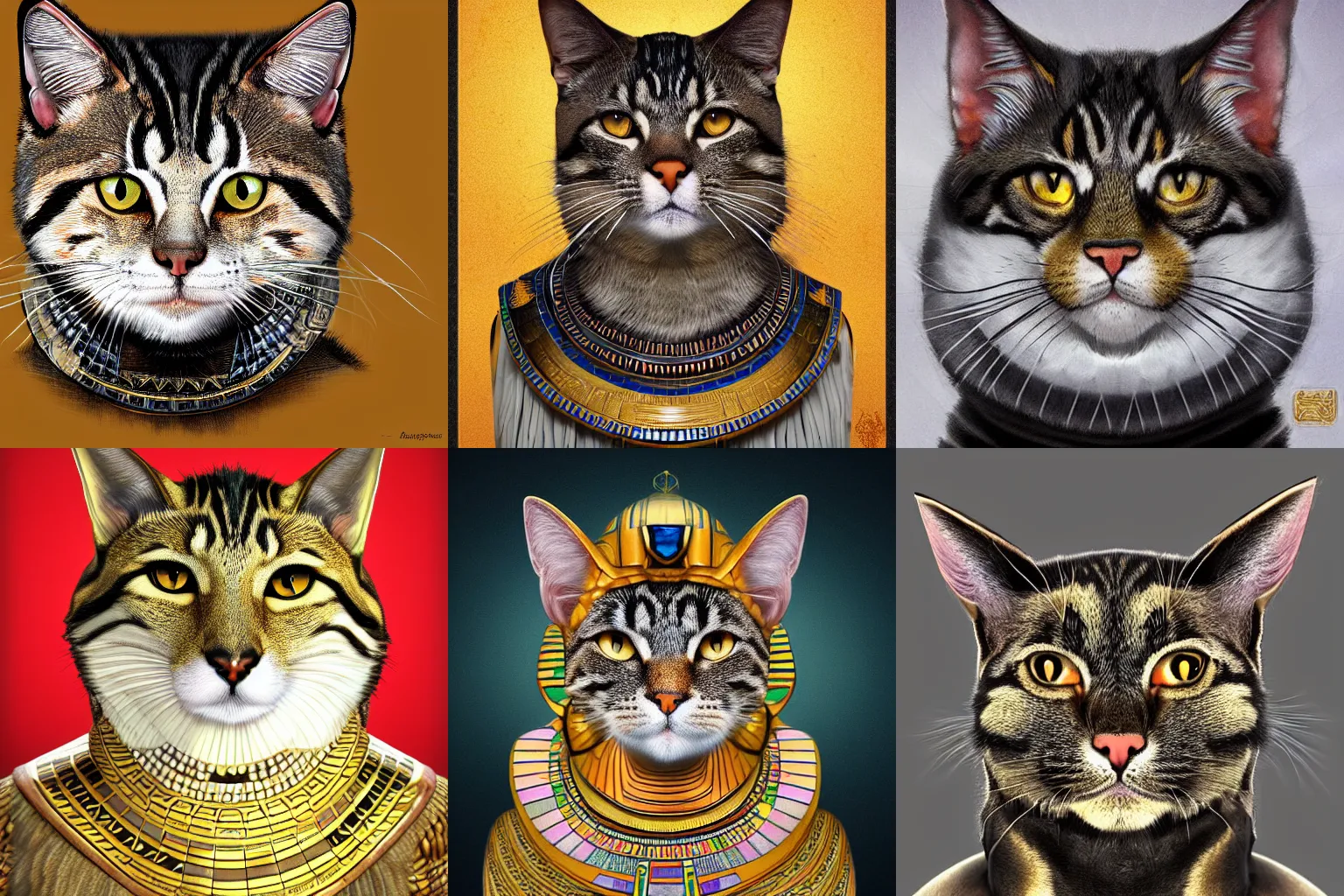 Prompt: portrait of an egyptian emperor cat, trending on artstation