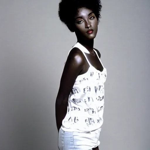 Image similar to photo of a beautiful 1 9 8 7 black young female model