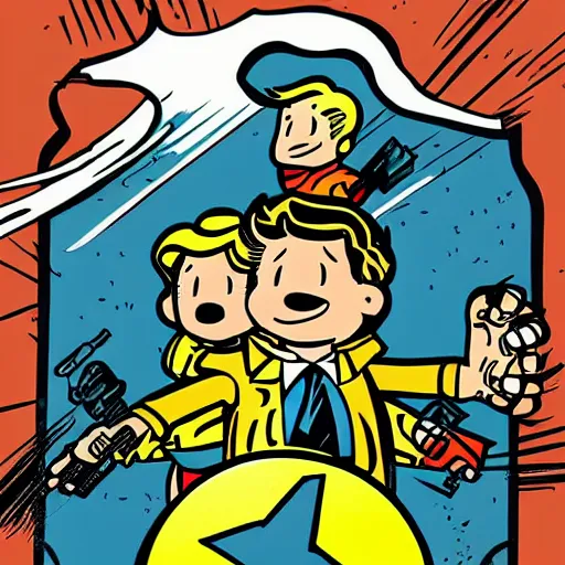 Prompt: fallout vault detailed illustration in comic book style