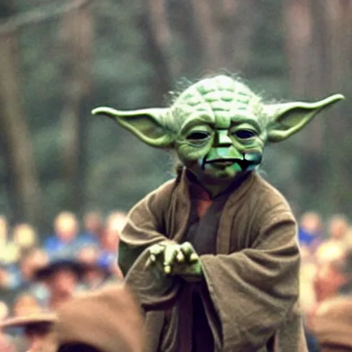 Image similar to yoda performing at woodstock