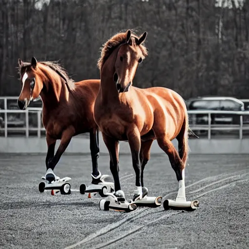 Image similar to horses skateboarding