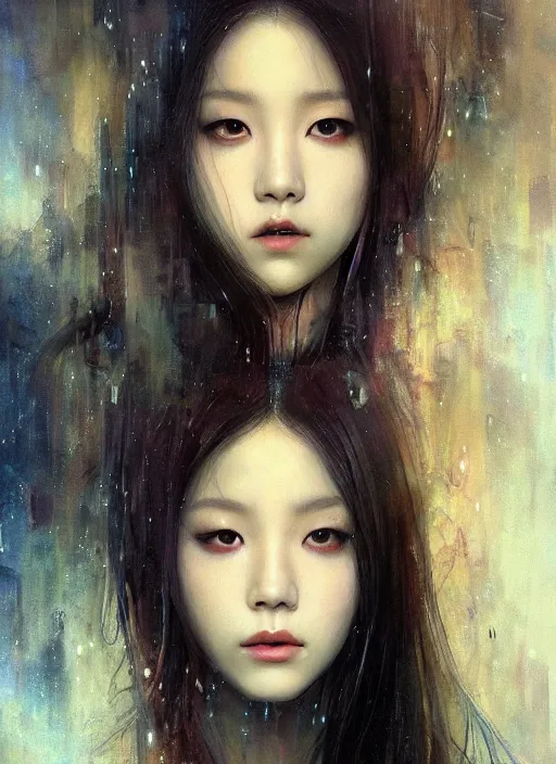 Prompt: jisoo of blackpink, snake, hyperrealistic portrait, perfect body, bladerunner street, by karol bak and agnes cecile, album cover, fantasy art, photo realistic, dynamic lighting, artstation, poster, volumetric lighting, very detailed face, 8 k, award winning