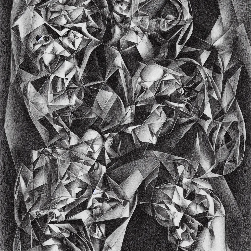 Image similar to subconscious psyche portrait by escher