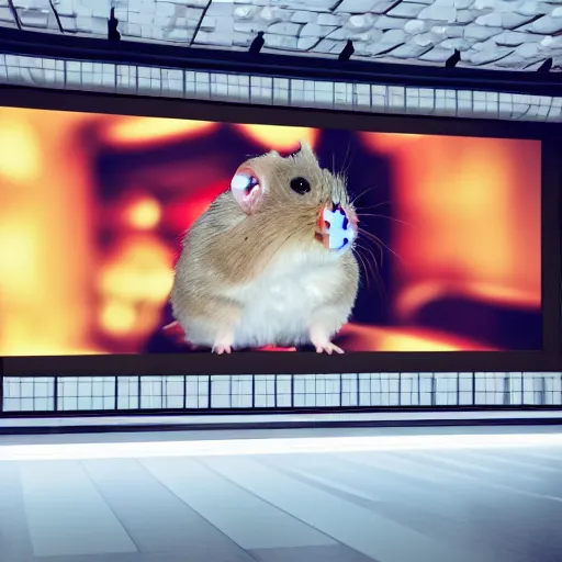 Prompt: photo of the cinema screen, a movie about hamsters is on the screen, unedited, sharp focus, 8 k