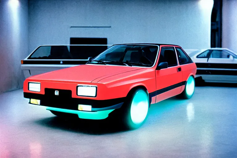 Image similar to designed by giorgetto giugiaro 1 9 5 5 ae 8 6 corolla gts, thick neon lights, ektachrome photograph, volumetric lighting, f 8 aperture, cinematic eastman 5 3 8 4 film