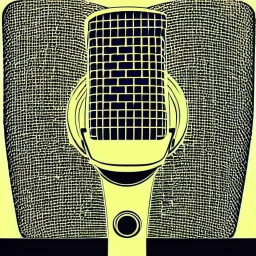 Image similar to iconic vector logo illustration of a microphone line art, bold