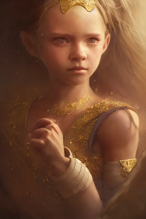 Image similar to a fancy portrait of a child princes by Greg Rutkowski, Sung Choi, Mitchell Mohrhauser, Maciej Kuciara, Johnson Ting, Maxim Verehin, Peter Konig, final fantasy , mythical, 8k photorealistic, cinematic lighting, HD, high details, atmospheric,