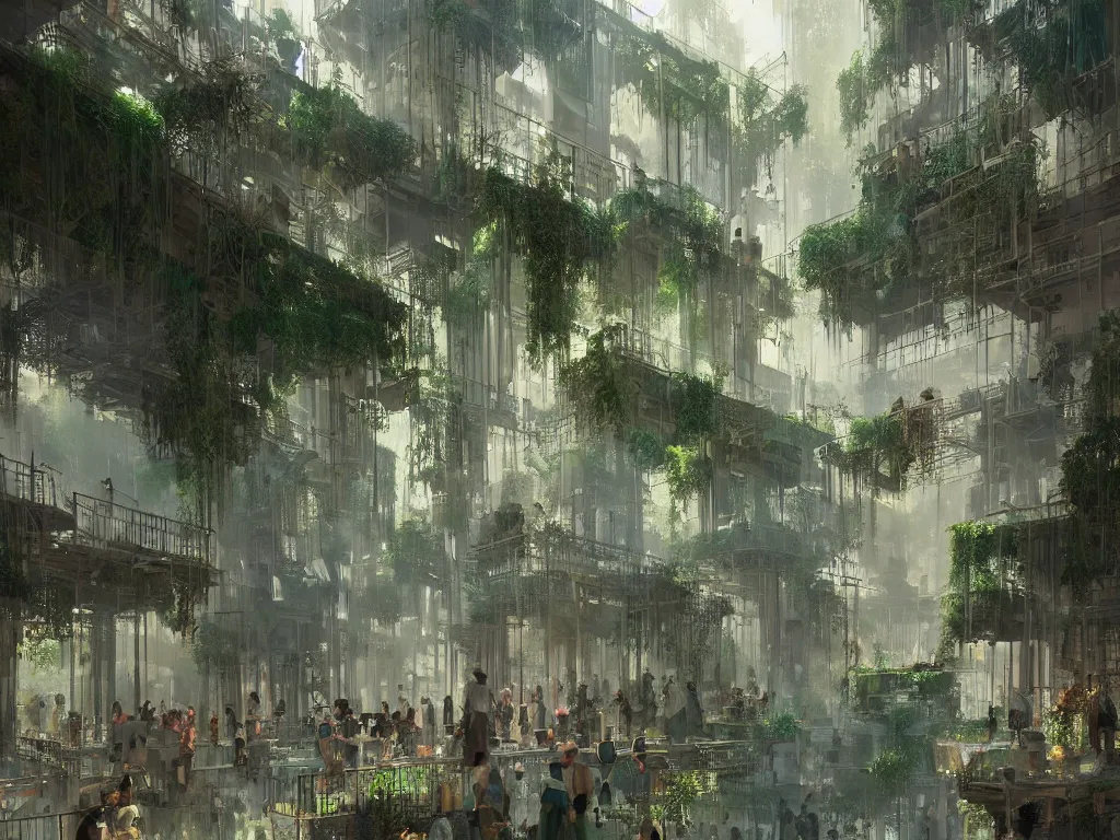 Image similar to the antique green city of babylon with its wonderful hanging gardens at dawn, intricate, elegant, volumetric lighting, digital painting, highly detailed, artstation, sharp focus, illustration, concept art, ruan jia, steve mccurry