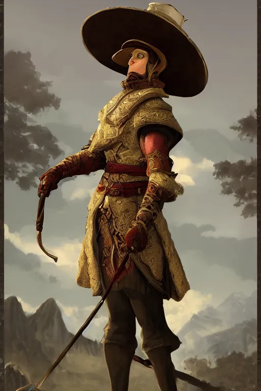 Image similar to jerma 9 8 5 as an adventurer in a refined embroidered noblesman robe and a hat, trending in artstation, artstation, establishing shot