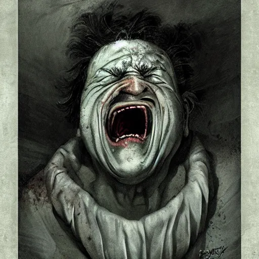 Image similar to horror movie poster art, a screaming frozen old man, by Francisco Goya, dirk dziminrsky and Marco Mazzoni