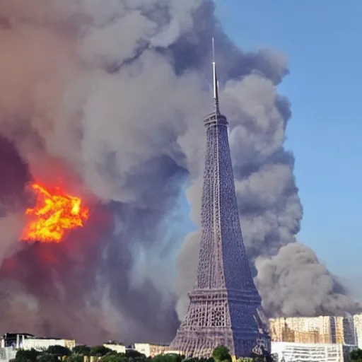 Image similar to effiel tower on fire