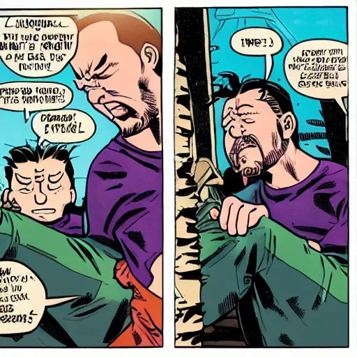 Prompt: ricky gervais fighting homelander in the boys comic, comic strip