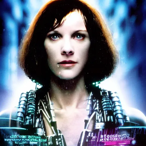 Image similar to Molly from the novel Neuromancer, portrait shot, movie still, promotional picture