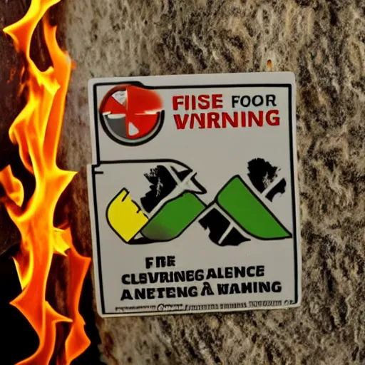 Prompt: fire warning label