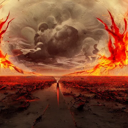 Image similar to the desolate aftermath of the war between heaven and hell