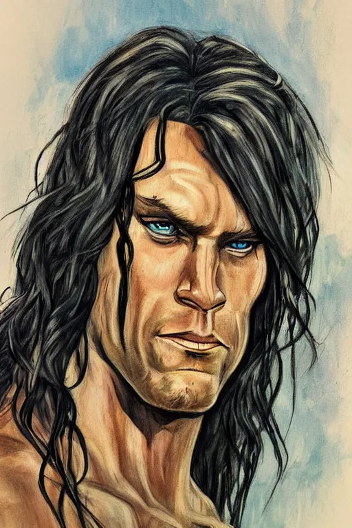 Image similar to disney's tarzan, solo portrait, 🎨🖌