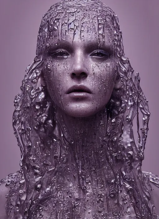 Image similar to sculpture made of water, portrait, female, future, shaman, harper's bazaar, vogue, magazine, insanely detailed and intricate, concept art, close up, wet, ornate, luxury, elite, elegant, trending on artstation, by ruan jia, by Kenneth Willardt, by ross tran, by WLOP, by Andrei Riabovitchev,