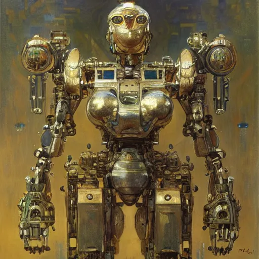 Image similar to highly detailed portrait of an humanoid robotic alien mecha, painting by gaston bussiere, craig mullins, j. c. leyendecker, lights, art by ernst haeckel, john william godward, hammershøi,