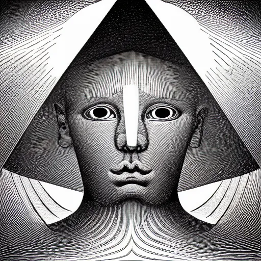 Prompt: grainy spray effect super conceptual post - morden monumental figurative portrait made by escher and william blake, highly conceptual figurative art, intricate detailed illustration, illustration sharp geometrical detail, vector sharp graphic, controversial, manga 1 9 9 0