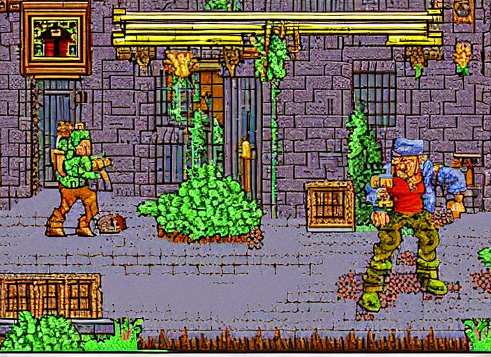 Image similar to sierra adventure game king's quest, eighties computer game, detailed pixels, 2 5 6 colors