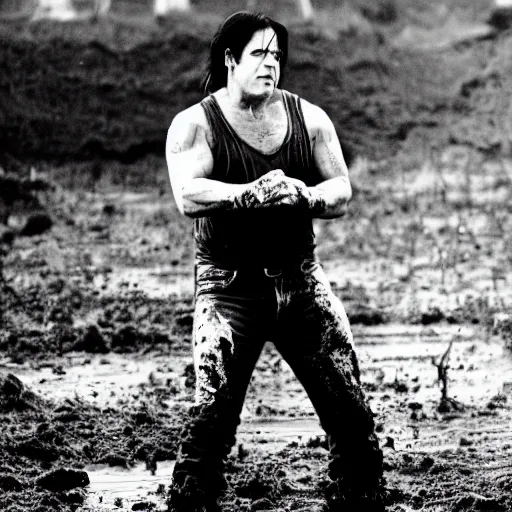 Image similar to glenn danzig playing in mud,