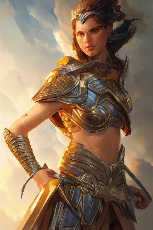 Image similar to amazon valkyrie athena, d & d, fantasy, portrait, highly detailed, headshot, digital painting, trending on artstation, concept art, sharp focus, illustration, art by artgerm and greg rutkowski and magali villeneuve