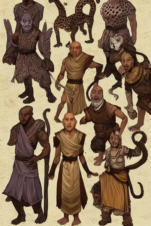 Image similar to Humanoid Cheetah, Animal face, D&D, Tabaxi Monk, Plain Monk-like robe attire, fantasy setting