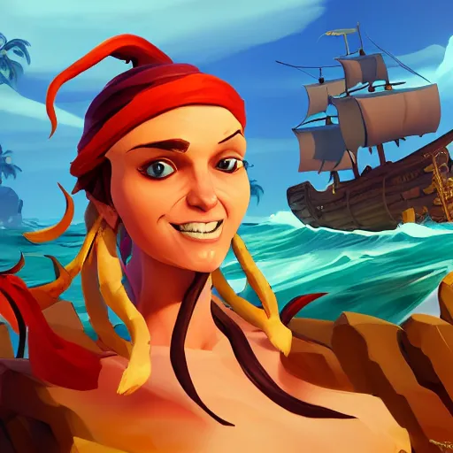 Image similar to jack the pirate mermaid on sea of thieves game avatar hero, behance hd by jesper ejsing, by rhads, makoto shinkai and lois van baarle, ilya kuvshinov, rossdraws global illumination