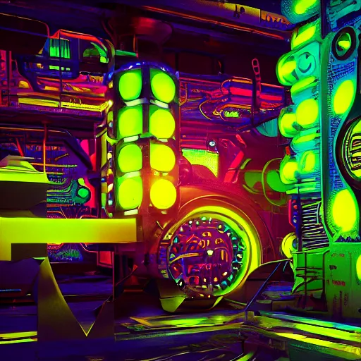 Image similar to album art, tripmachine, album is called tripmachine, photo of a huge futuristic dieselpunk machinery inside a computer, 8 k, fluorescent colors, halluzinogenic, multicolored, exaggerated detailed, front shot, 3 d render, octane