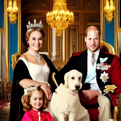 Prompt: royal family with dog faces
