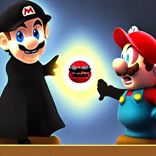 Prompt: Darth Sidious as a Super Mario 64 character